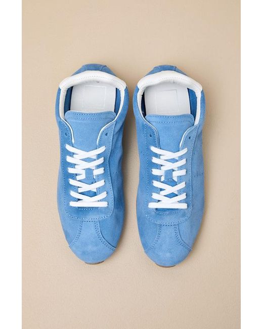 Dolce Vita Blue Serina Suede Leather Lace-Up Sneakers