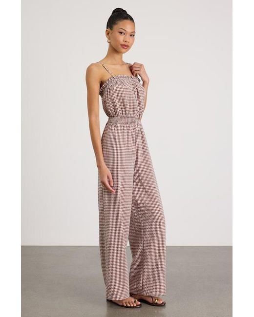Lulus Pink Dylan Gingham Wide-Leg Jumpsuit