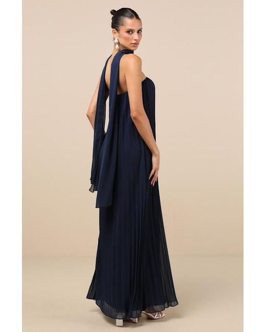 Lulus Blue Lael Pleated Strapless Dress And Scarf Set