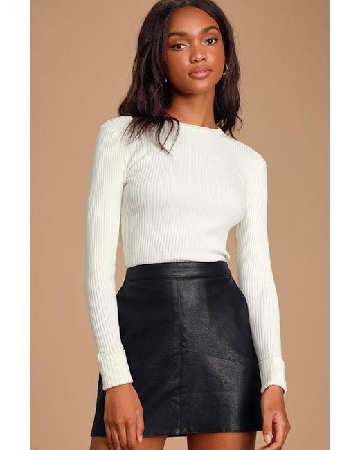 Lulus Basics Blue Karlee Ribbed Knit Long Sleeve Sweater Top