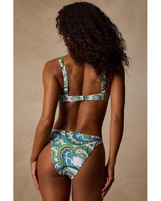Lulus Blue Aloha Multi Paisley Print Underwire Bikini Top