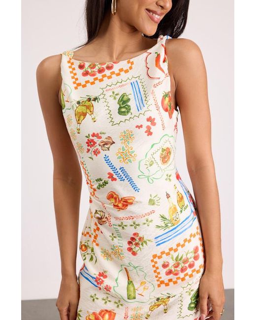 Lulus White Vittoria Print Twist Strap Mini Dress