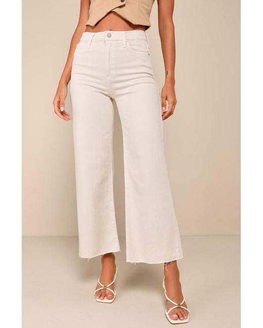 Just Black Natural Stylish Promise Cream Wide-Leg Raw Hem Jeans