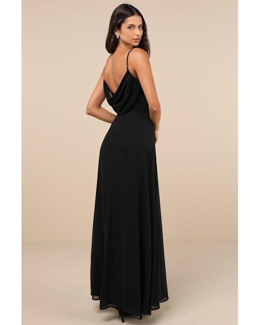 Lulus Blue Notorious Poise Sleeveless Cowl Neck Maxi Dress