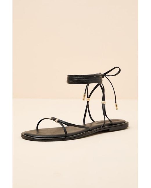 Lulus Natural Emory Lace-Up Sandals