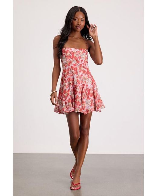 Lulus Red Sophrina Floral Halter Mini Dress