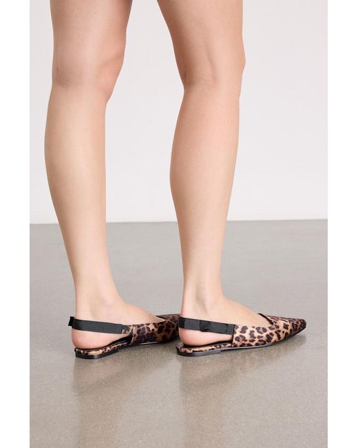 Lulus Natural Brianna Leopard Pointed-Toe Slingback Flats