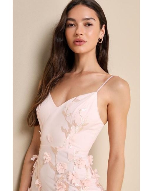 Lulus Limitless Adoration 3D Floral Embroidered Midi Dress in Natural | Lyst