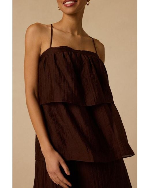 Lulus Natural Lowen Tiered Lace-Up Midi Dress