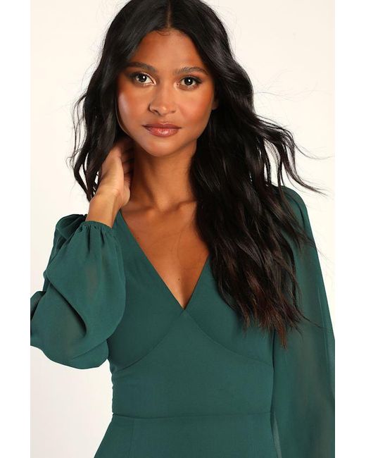Lulus Blue Tier Elegance Hunter Long Sleeve Tiered Maxi Dress
