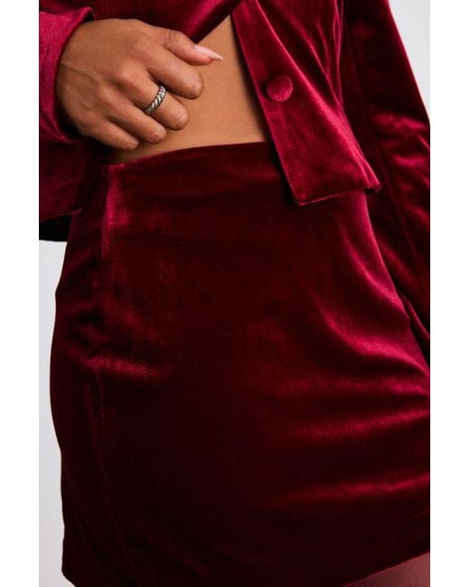 Lulus Red Bettany Velvet Mid-Rise Mini Skirt