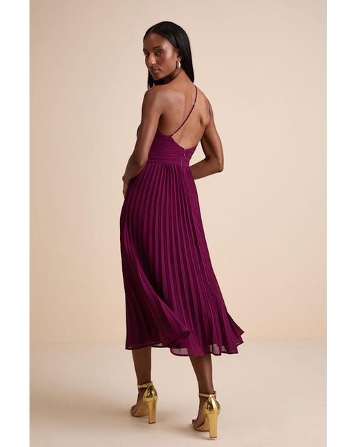 Lulus Purple Wondrous Muse Plum Pleated One-Shoulder Midi Dress