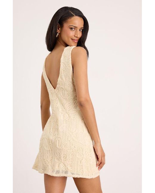 Lulus Natural Fenicia Cream Abstract Floral Embroidered Mini Dress