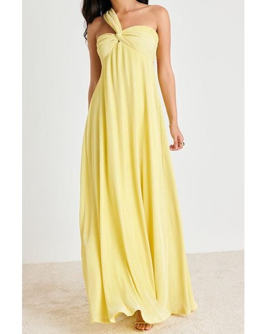 Lulus Yellow Georgianna Plisse Maxi Dress
