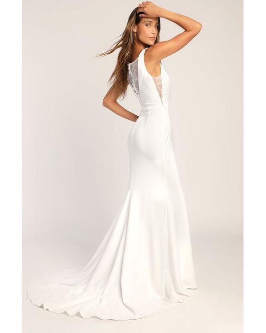 Lulus Natural Long-Lasting Love Lace V-Neck Mermaid Dress