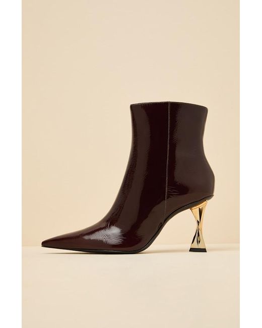 SCHUTZ SHOES Natural Elisha Maplewood Patent Pointed-Toe Ankle Booties