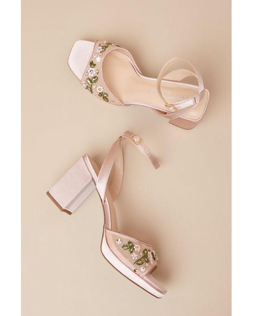 Betsey Johnson Sb-Kirra Light Nude Multi Embellished High Heel Sandals in  Natural | Lyst