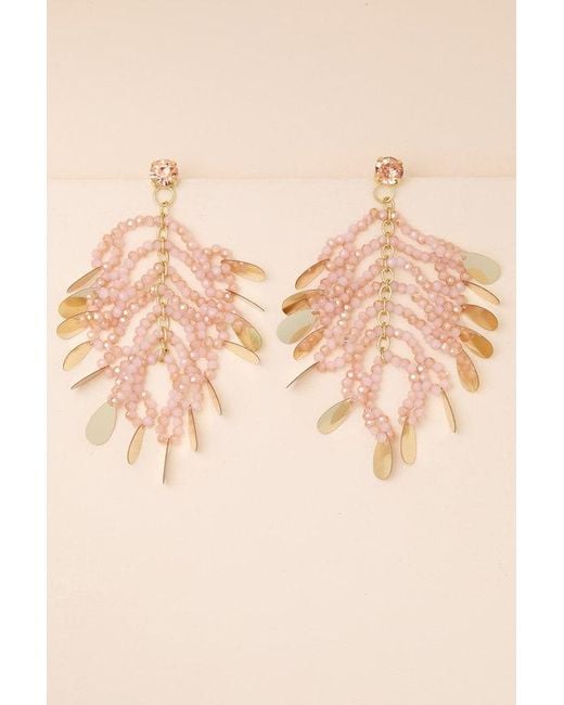 Lulus Natural Hessa Blush Beaded Statement Earrings