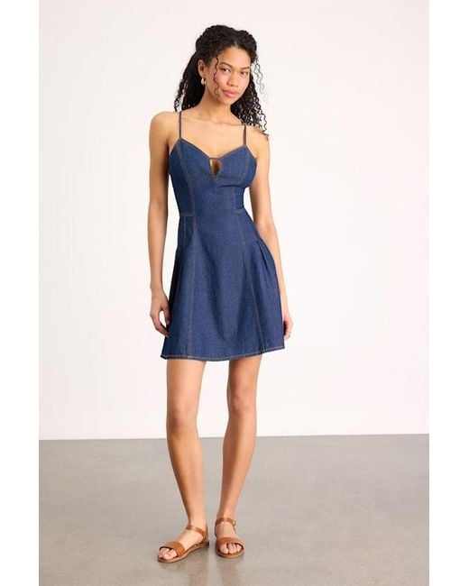 Lulus Blue Margorie Dark Wash Denim Lace-Up Mini Dress