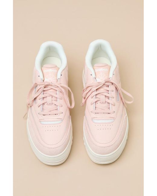 Reebok Natural Club C Extra Bleached Leather Flatform Sneakers