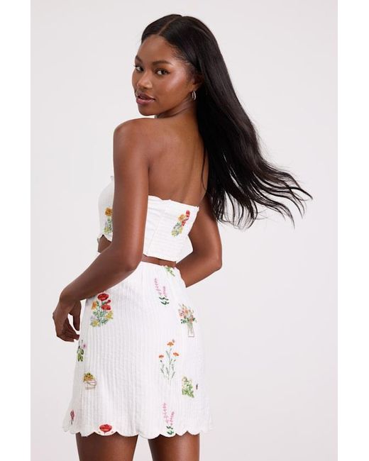 Lulus White Alex Embroidered Cutout Mini Dress