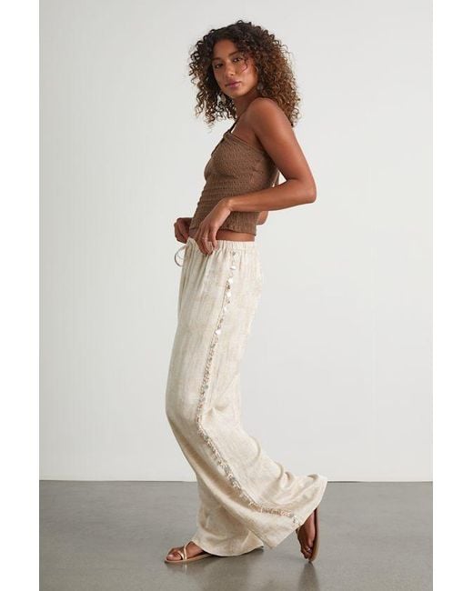 Lulus White Cessa Brushed Seashell Drawstring Wide-Leg Pants