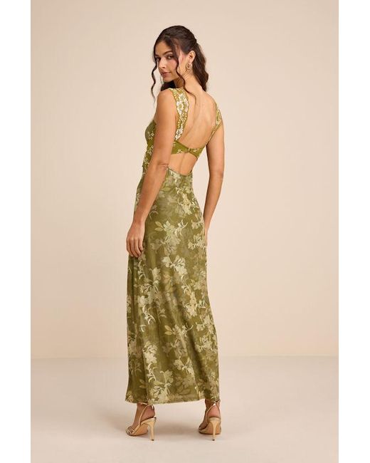 endlessly cute pink floral mesh cutout lace bustier maxi dress Provence Bloom Peplum Maxi Dress Blue