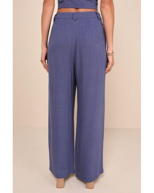 Lulus Blue Suits You Perfectly Linen Wide-Leg Pants