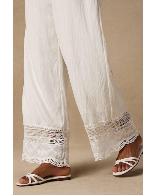 Lulus Natural Parisa Cotton Crochet Lace Wide-Leg Pants