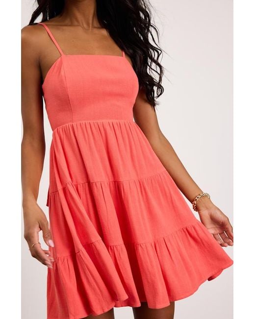 Lulus Make A Day Of It Cutout Tiered Mini Dress