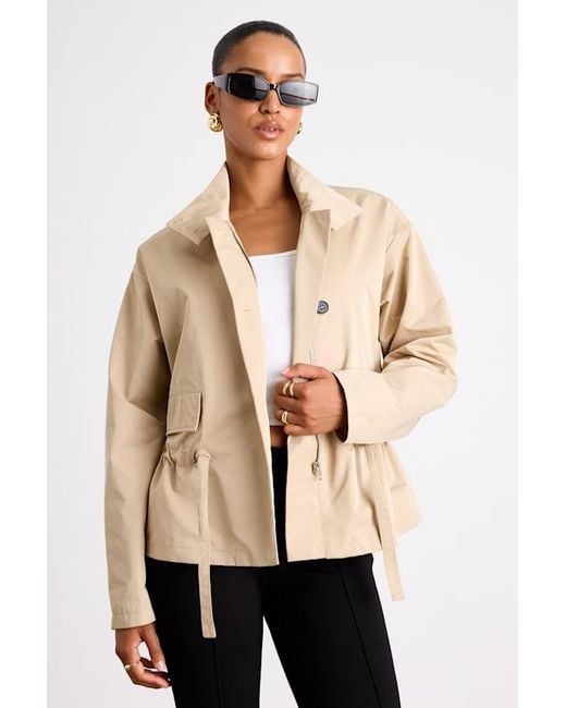 Lulus Natural Beneva Collared Cropped Trench Coat