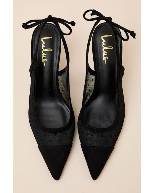 Lulus Natural Lacey Polka Dot Mesh Pointed-Toe Slingback Pumps