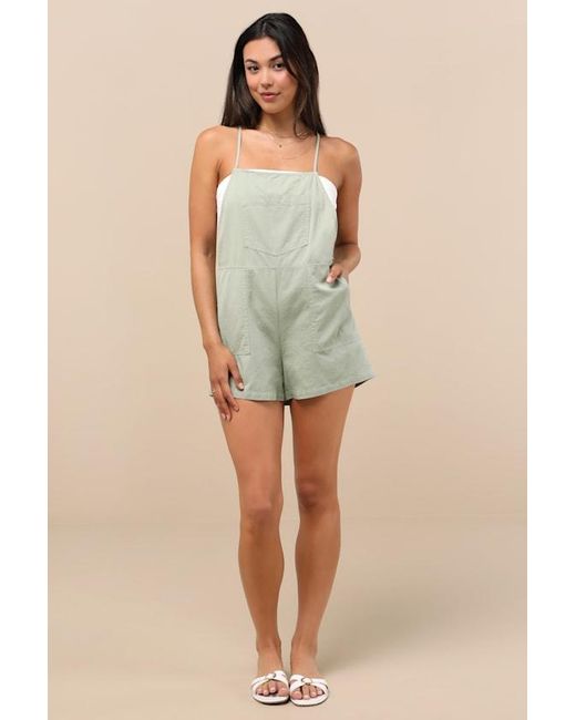 Lulus Green Easygoing Short Overall Romper