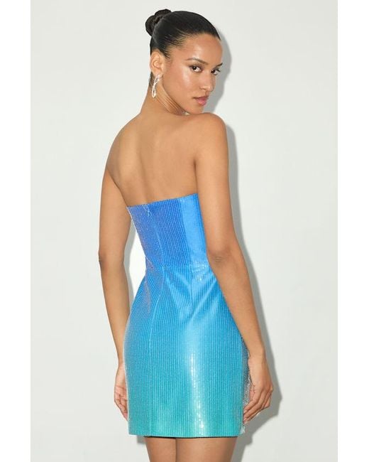 Lulus Trisha Ombre Sequin Strapless Mini Dress in Blue | Lyst