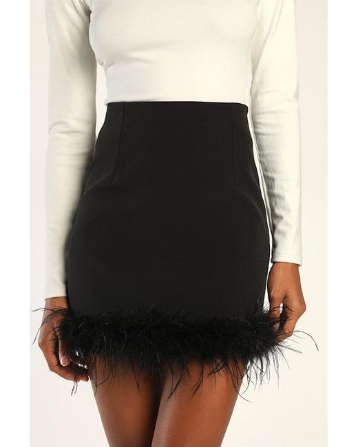Lulus Black Celebratory Sweetie Feather Mini Skirt