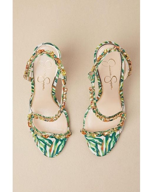 Jessica Simpson Natural Jaycin Multi Rhinestone High Heel Sandals