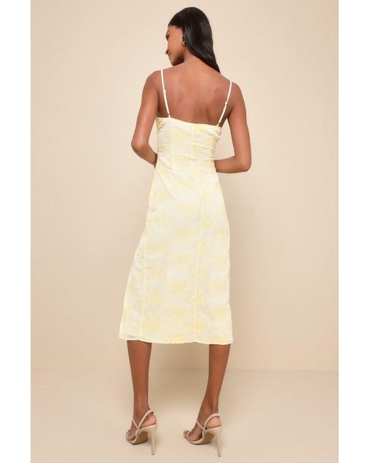 Lulus Natural Lovely Existence Embroidered Cowl Neck Midi Dress