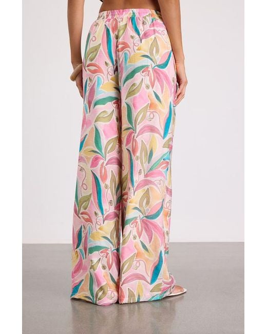 Lulus Pink Prilla Multi Abstract Wide-Leg Pants