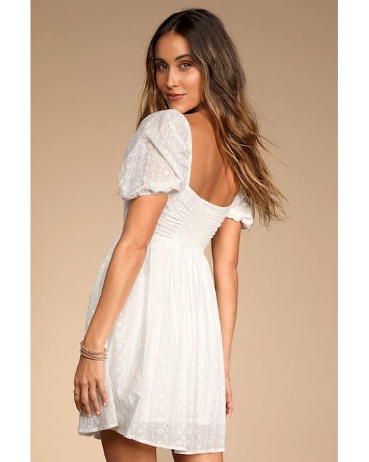 Lulus Brown Sunny Day Stunner Eyelet Embroidered Babydoll Dress