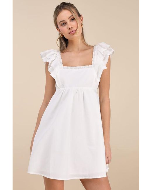 Lulus Natural Marvelous Time Ruffled Mini Dress