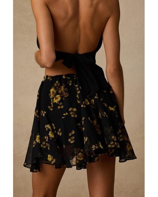 Lulus Black Rylan Floral Skater Mini Skirt