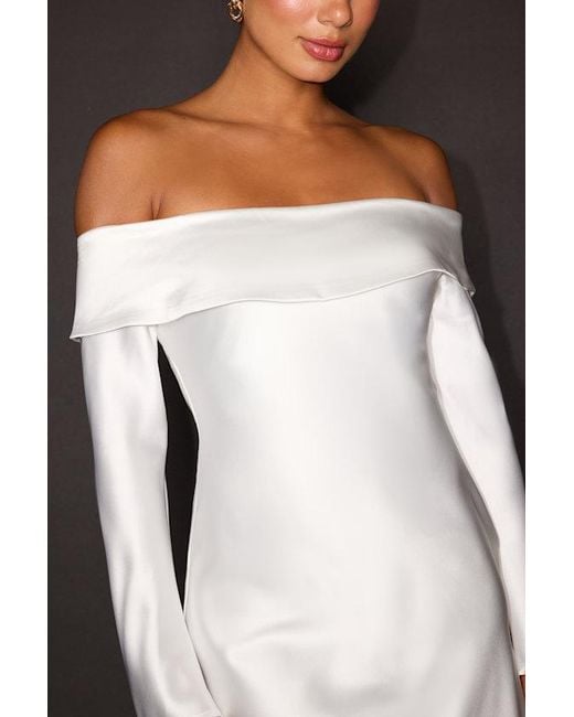 Lulus Green Luxurious Vision Satin Off-The-Shoulder Mini Dress