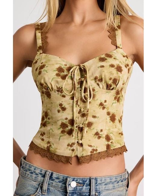 Lulus Green Josetta Light Floral Crochet Lace Button-Front Tank Top