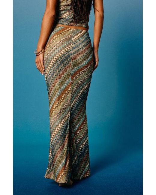 Lulus Blue Tallulah Multi Crochet Mid-Rise Maxi Skirt