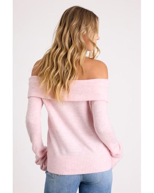 Lulus Pink Melinda Space Dye Off-The-Shoulder Sweater Top
