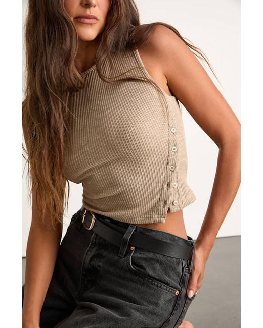 Lulus Black Michayla Ribbed Knit Side-Button Tank Top