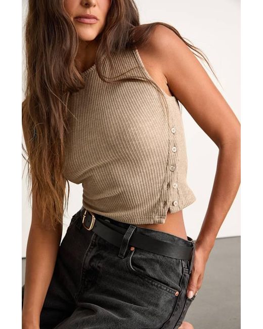 Lulus Black Michayla Ribbed Knit Side-Button Tank Top