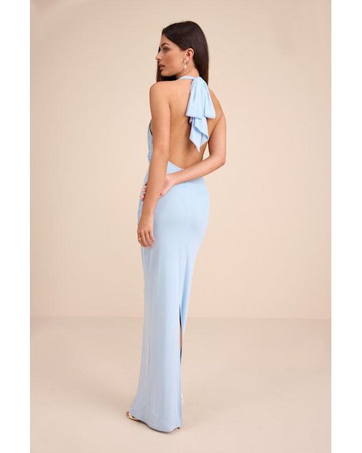 Lulus Blue Frona Mesh Backless Maxi Dress