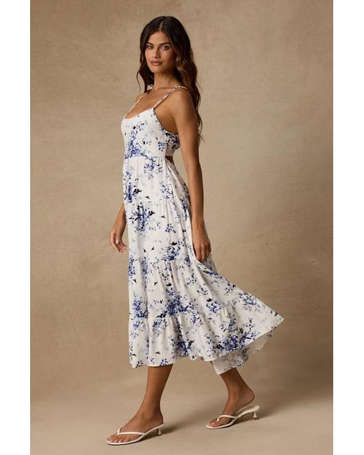 Lulus White Mykonos Mood Floral Print Tie-Strap Tiered Midi Dress