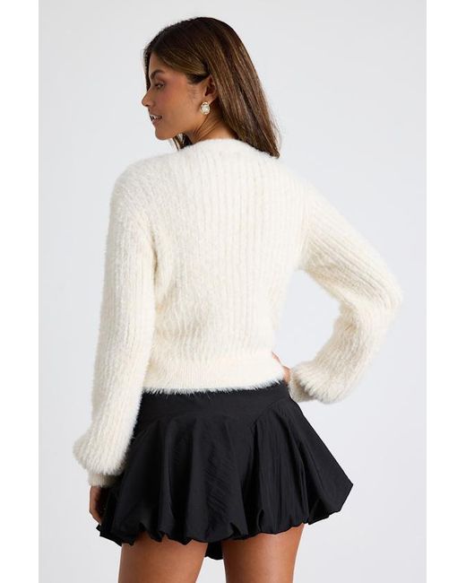 Lulus Natural Colby Eyelash Knit Button-Front Cardigan Sweater
